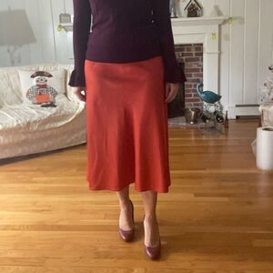 J. Crew Vibrant Burned Orange Midi Skirt (Gwyneth Skirt)